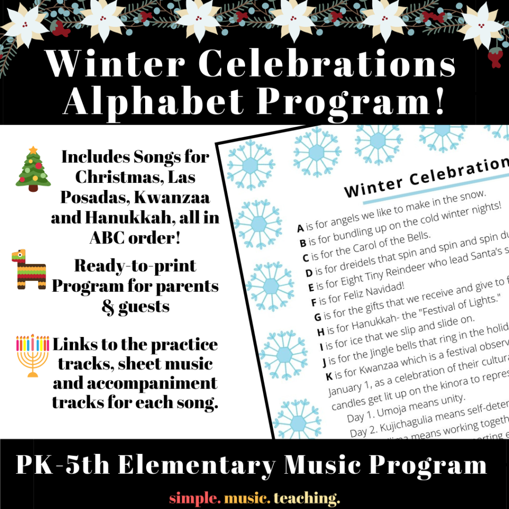 Winter Celebrations Alphabet Program Elementary Music 